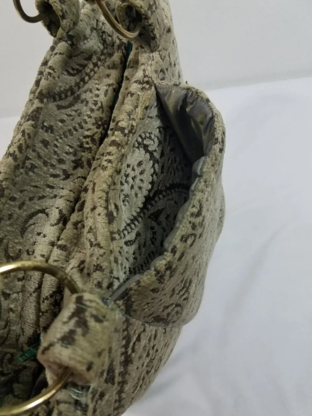 Custom Made Olive Green Carpet Bag Shoulder Purse Handbag One of a Kind